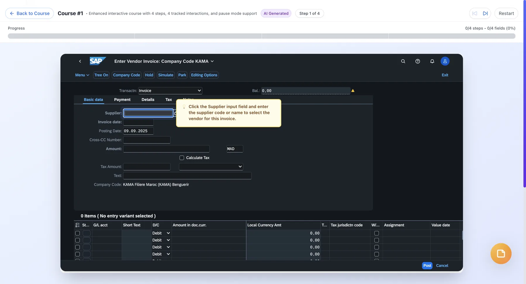 Ederest: hands-on SAP practice simulation with AI-guided steps